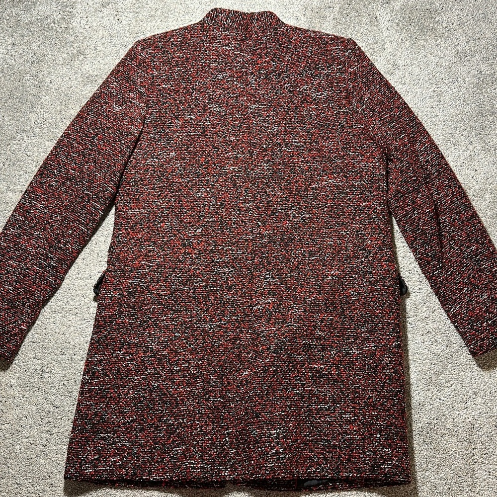 Calvin Klein Tweed Topper Jacket Open Front Collarless - Size 10 - Picture 13 of 16